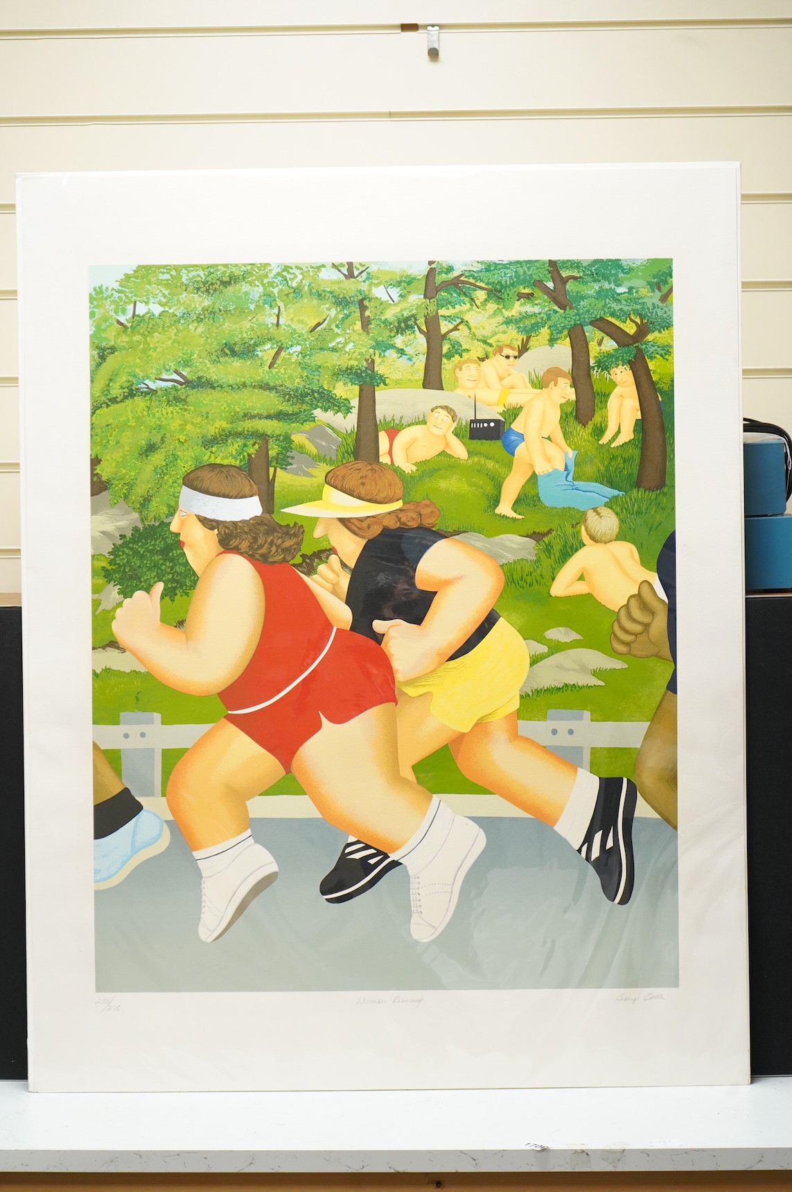 Beryl Cook (1926-2008), 'Women Running', signed in pencil, limited edition 236/275, silk screen print, unframed, 94 x 73cm